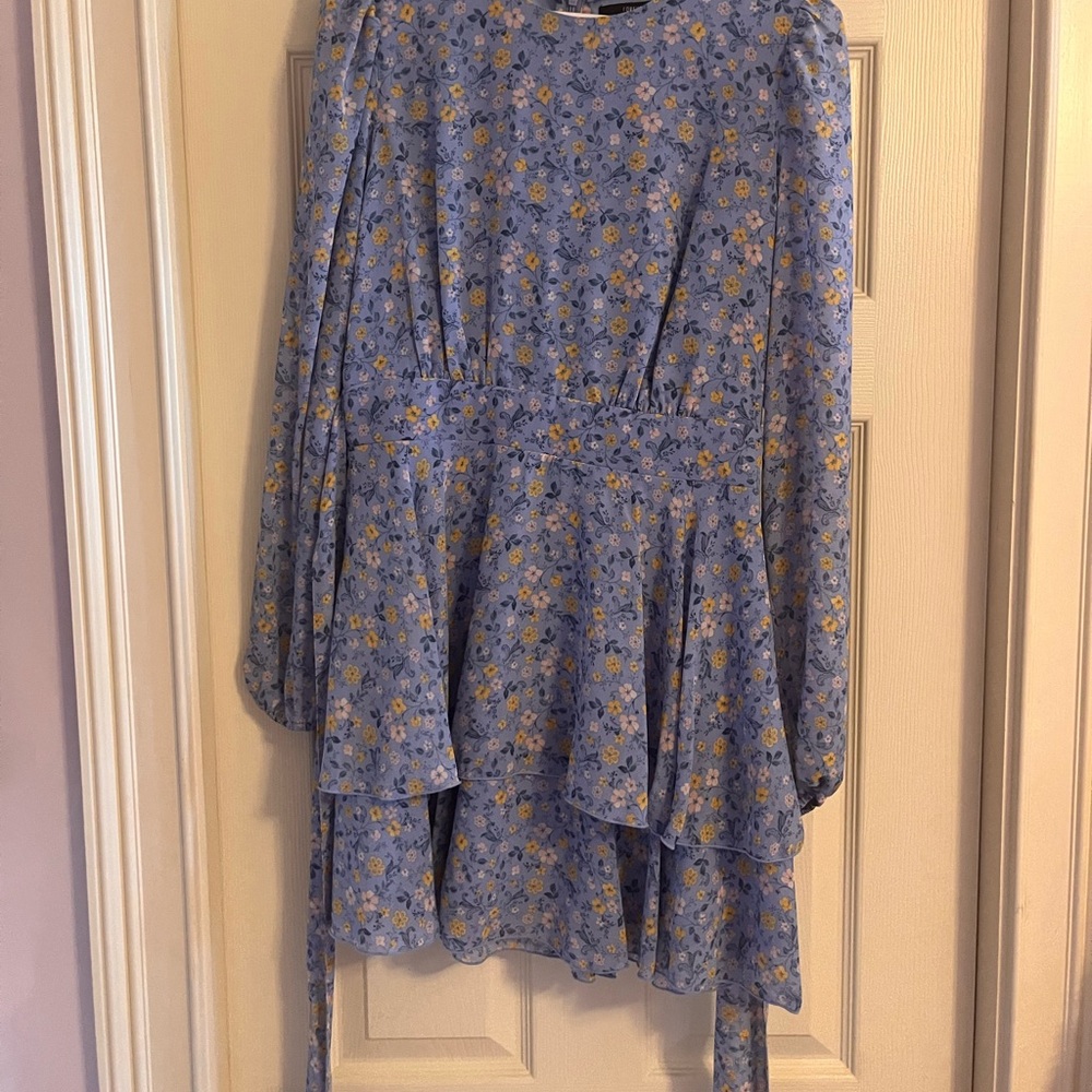 Floral Blue Long Sleeve Dress